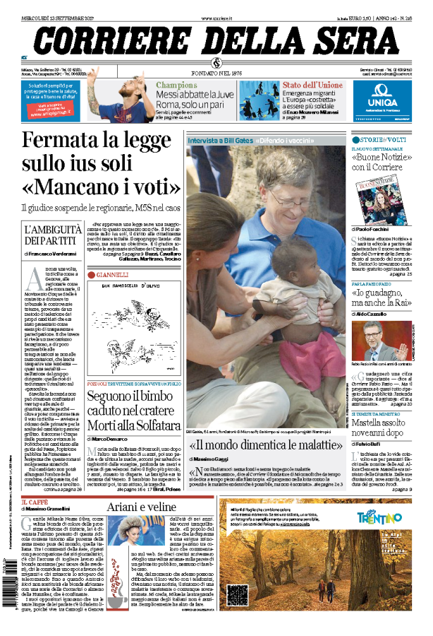 Edicola Italia: i giornali di oggi
