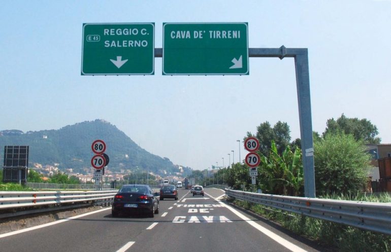 Autostrade: A3, riduzione carreggiata tra Cava de’ Tirreni e Salerno