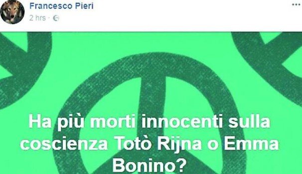 Prete choc su facebook: ”Ha più morti innocenti sulla coscienza Totò Riina o Emma Bonino?”