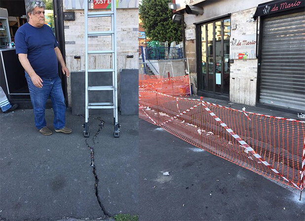 Napoli, strada pericolante, lavori interrotti e pizzeria chiusa da 11 mesi, il titolare: ”Non sappiamo più come andare avanti”