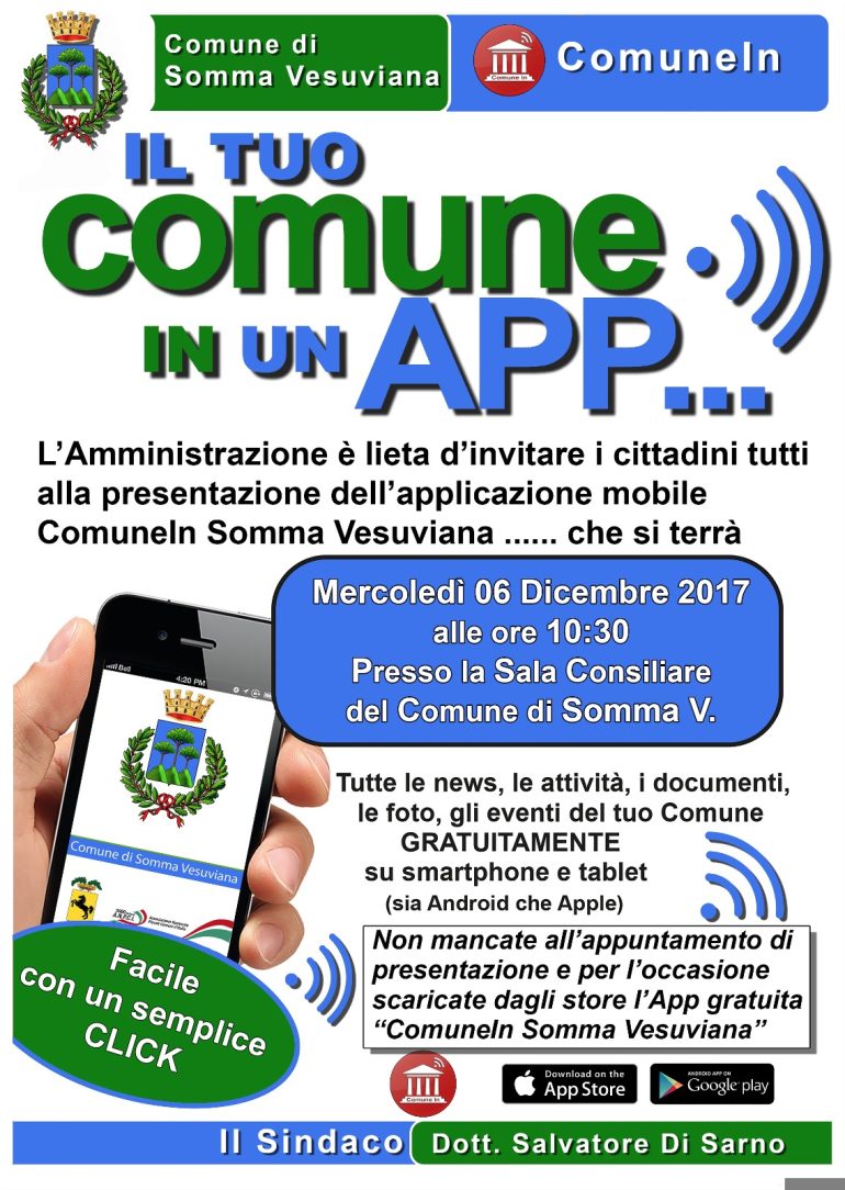 A Somma Vesuviana arriva l’App per avvicinare i cittadini ai servizi del Comune