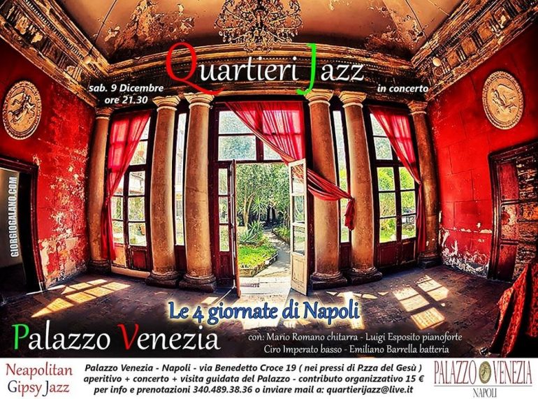 Quartieri Jazz Ensemble a Palazzo Venezia di Napoli. Sabato 9 dicembre