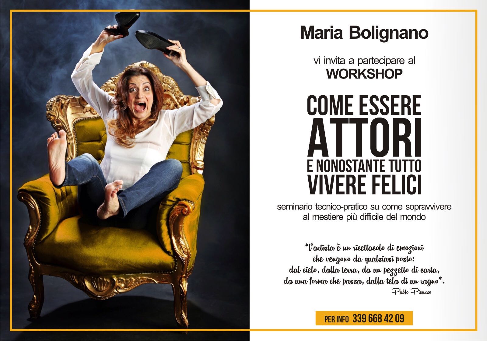 Come essere attori e nonostante tutto vivere felici: il workshop di Maria Bolignano