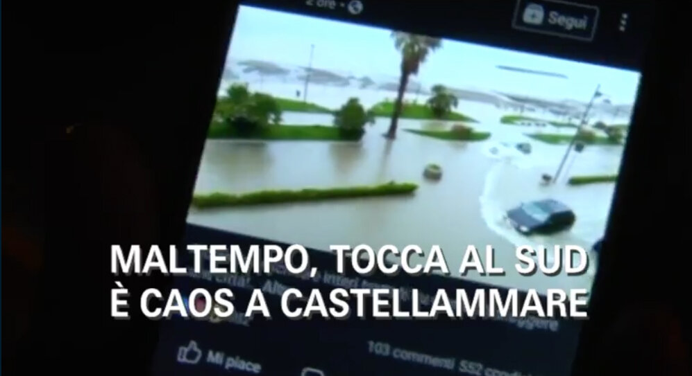 Maltempo, Castellammare invasa dall’acqua finisce sul Tg5
