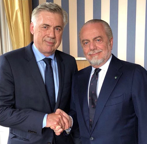 Gli auguri del Napoli e di De Laurentiis per il compleanno di Ancelotti