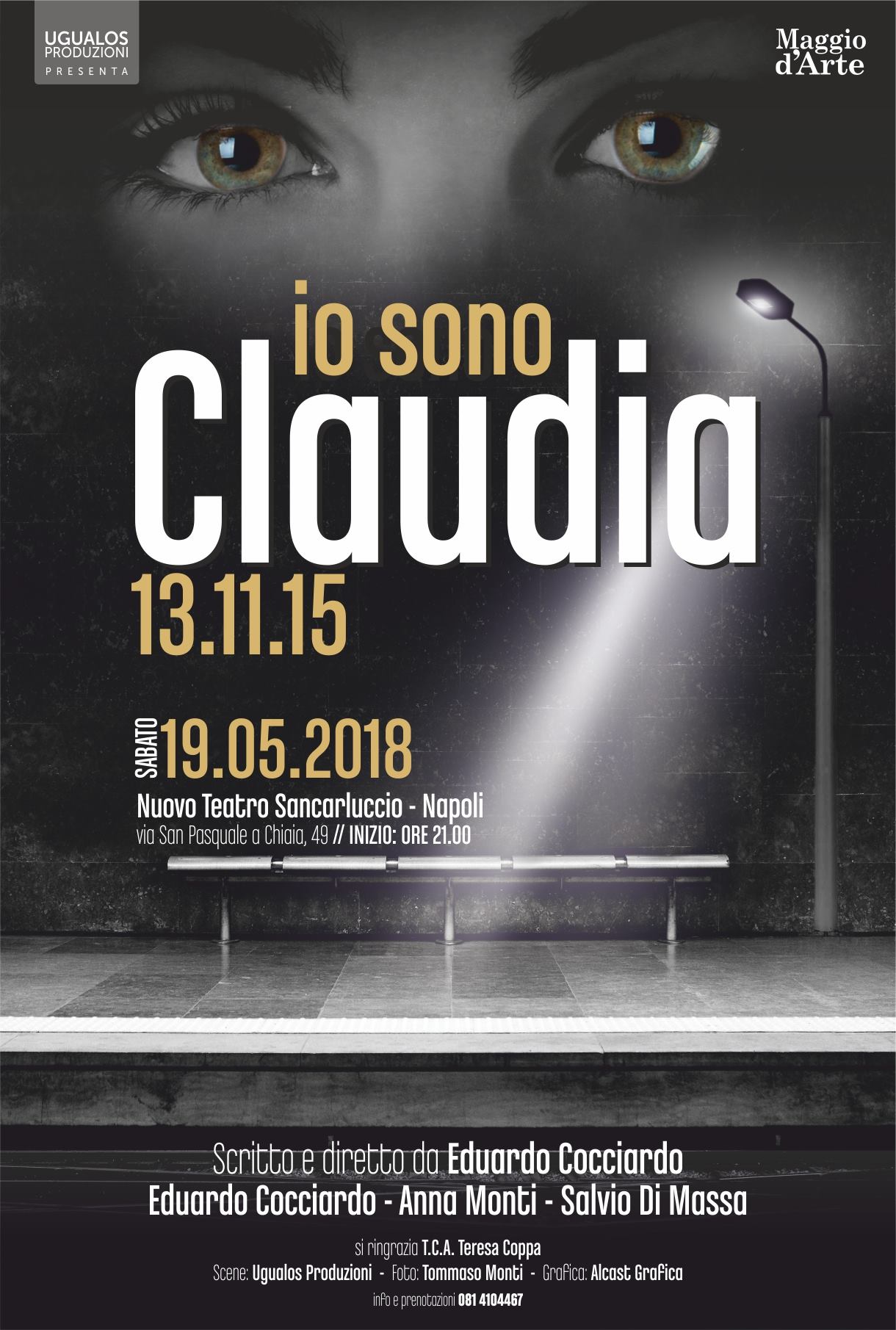 ‘Io sono Claudia’ lo spettacolo di Eduardo Cocciardo al Nuovo Teatro Sancarluccio