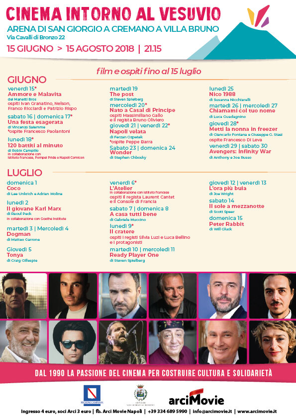 Parte la XXV edizione di ‘Cinema intorno al Vesuvio’, a cura di Arci Movie a villa Bruno a San Giorgio a Cremano