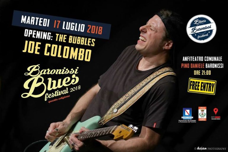 Joe Colombo, in esclusiva per l’Italia, apre il Baronissi Blues Festival