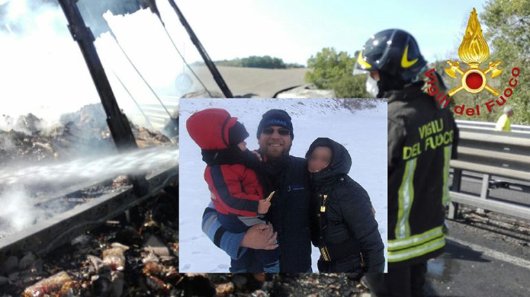 Padre e figlio morti carbonizzati in autostrada: arrestato il camionista che ha causato l’incidente