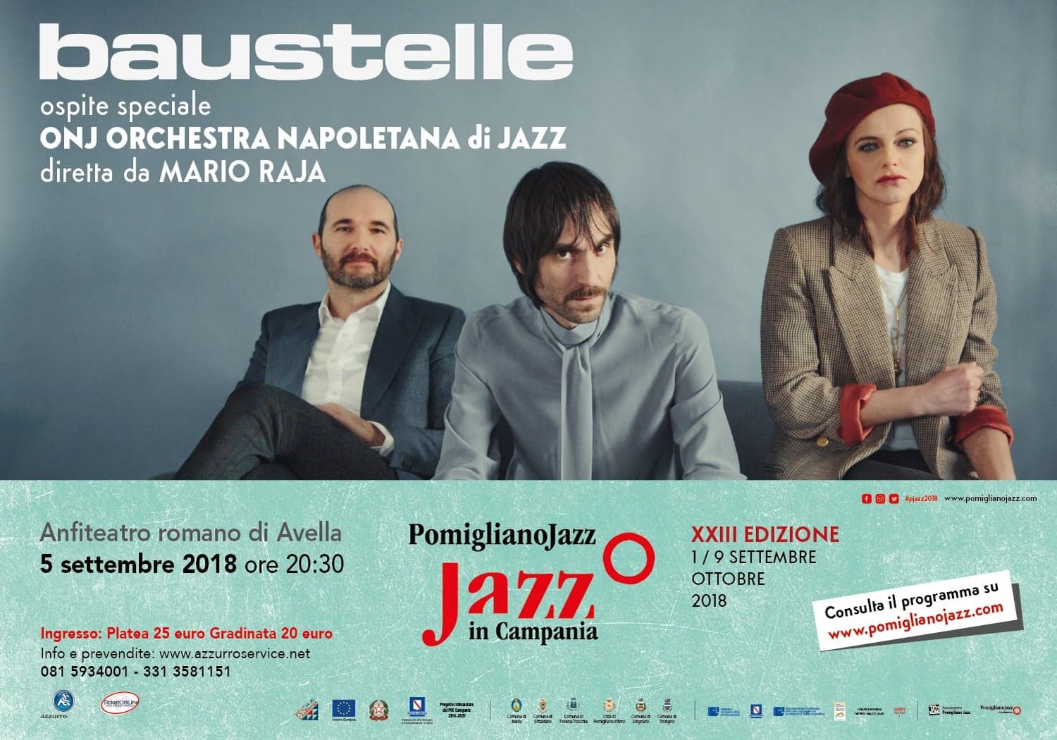 Baustelle in concerto con l’Orchestra Napoletana di Jazz. Il 5 settembre ad Avella per Pomigliano Jazz in Campania