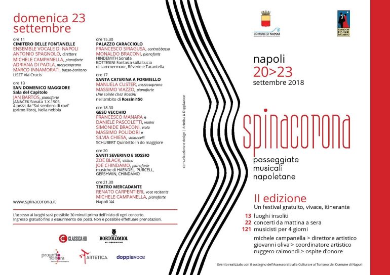 SpinaCorona 2018, le passeggiate musicali napoletane di venerdì 21 settembre