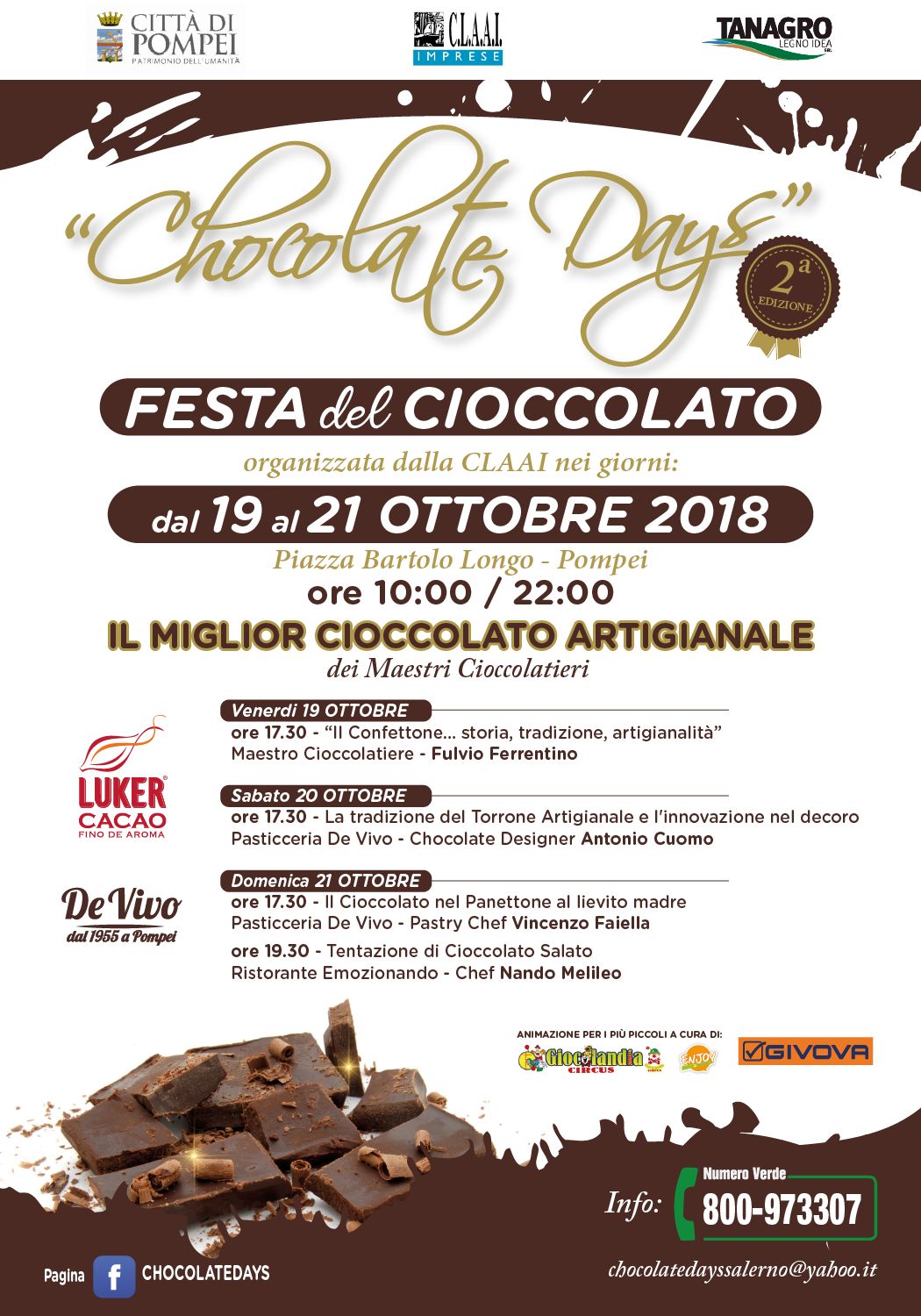 Tutto pronto a Pompei per la Seconda Edizione della Festa del Cioccolato Artigianale  – Chocolate Days