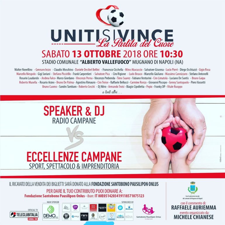 Mugnano, domani la Partita del Cuore per aiutare i bambini del Pausilipon