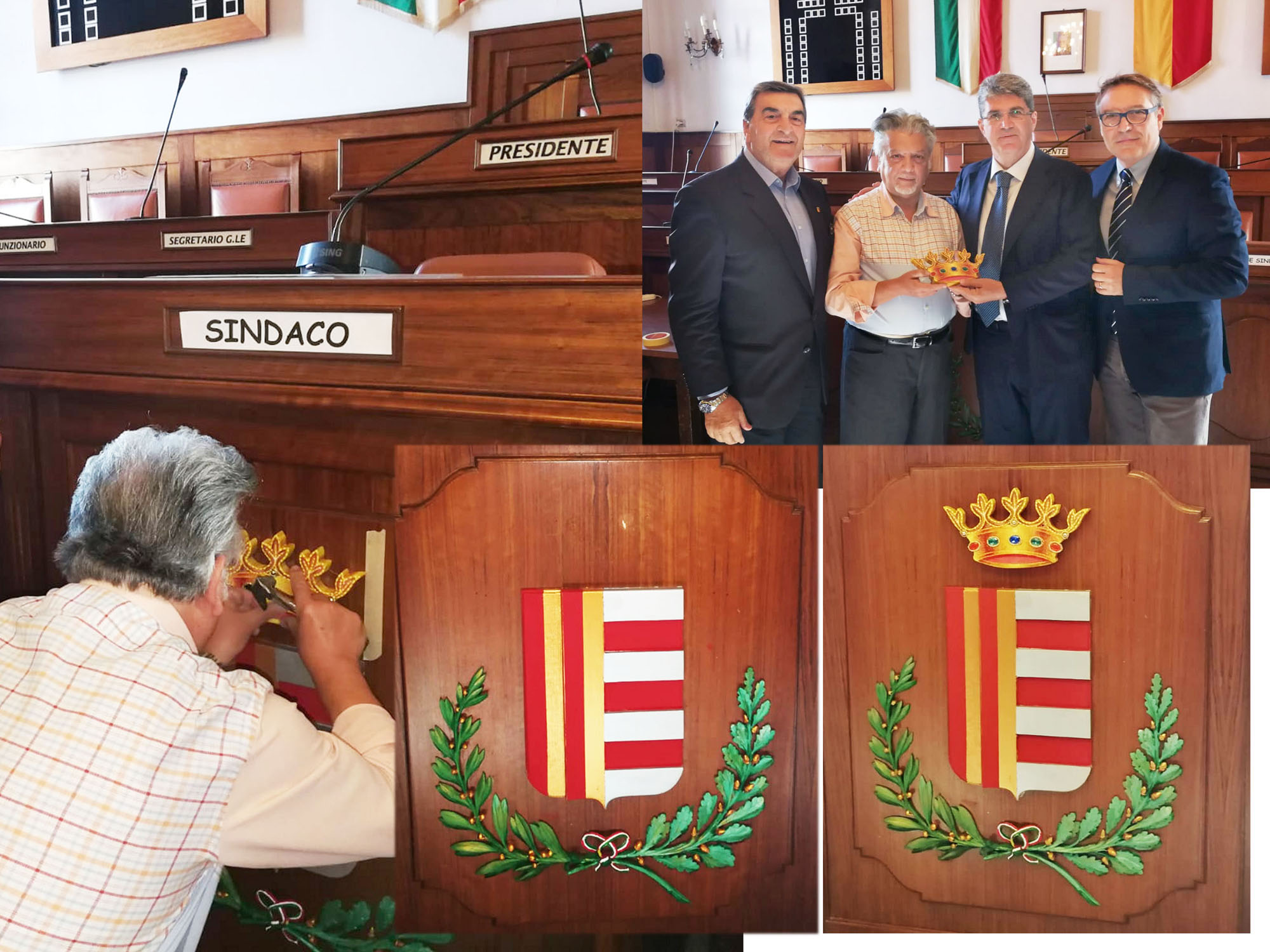 Cava de Tirreni: Posizionata la corona regale sullo scranno del Primo Cittadino e rifatti gli stemmi orrendamente sbagliati