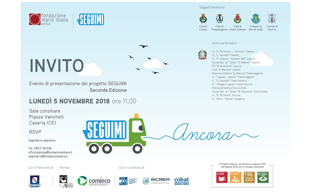 Fondazione Mario Diana in campo per educazione ambientale e cittadinanza partecipata, il 5 novembre presso la sala consiliare del Comune di Caserta
