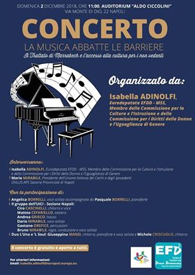 Per la Giornata Mondiale della Disabilità, concerto di Angelica Borrelli a Napoli: ‘La musica abbatte le barriere’