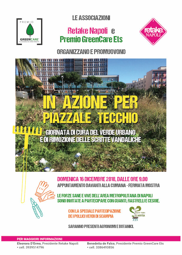 GreenCare e Retake Napoli per Piazzale Tecchio: domenica 16 dicembre cittadini in strada per la pulizia