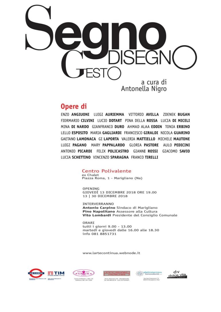 Marigliano. ‘SEGNO, DI-SEGNO, GESTO’, rassegna d’arte contemporanea promossa dall’Associazione culturale Lartecontinua