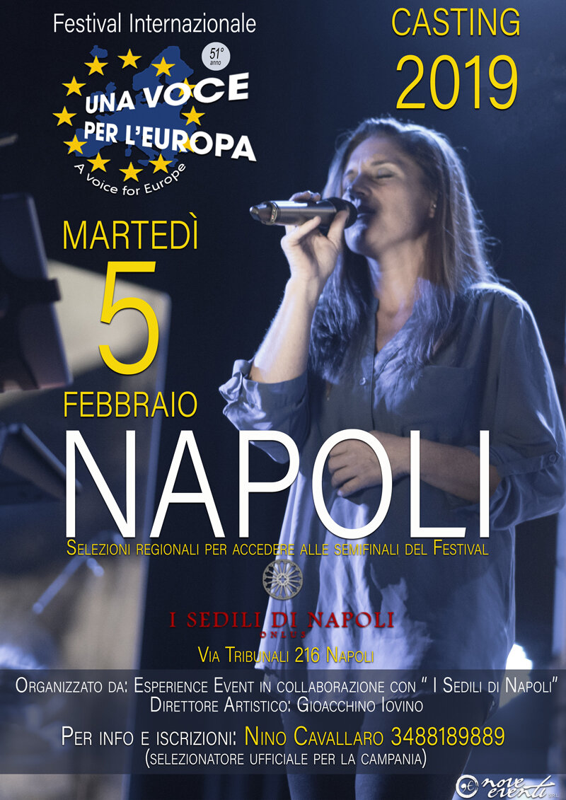 Partono da Napoli i casting per partecipare a Una Voce per l’Europa 2019