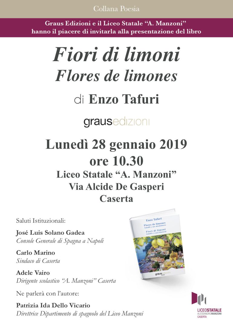 Al Liceo Statale “Manzoni” di Caserta, il Console José Luis Solano Gadea partecipa alla presentazione del libro di poesie di Enzo Tafuri
