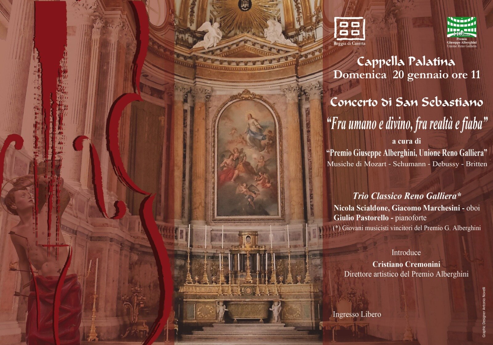 Reggia di Caserta. Concerto di San Sebastiano nella Cappella Palatina Domenica 20 gennaio alle ore 11
