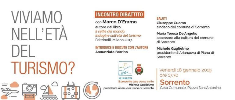 ‘Viviamo nell’età del turismo?’, incontro organizzato dall’associazione Aria Nuova Piano di Sorrento