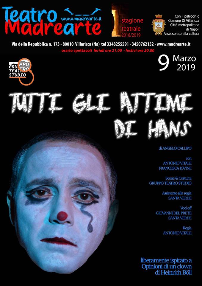 ‘Tutti gli attimi di Hans’, di Angelo Callipo per la regia di Antonio Vitale al Teatro Madrearte di Villaricca