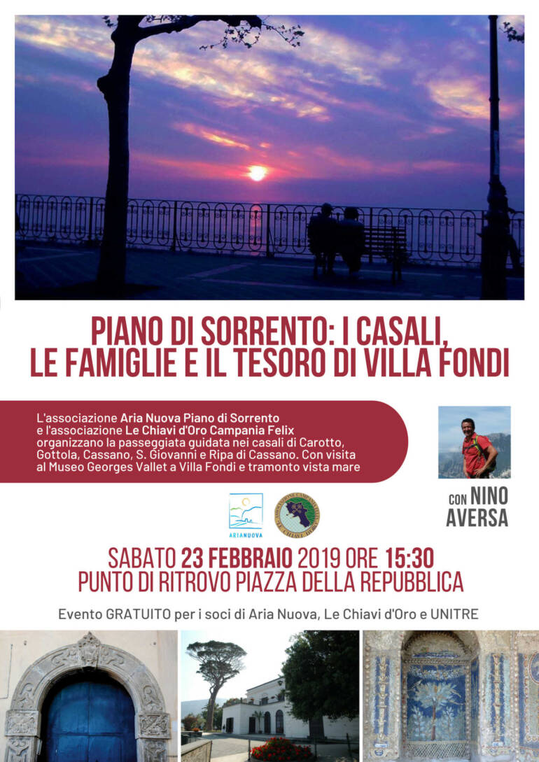 Piano di Sorrento. Bis per le passeggiate immersive: sabato borghi, Museo Vallet e Villa Fondi