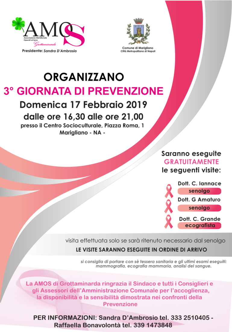A Marigliano la “Terza Giornata di Prevenzione” dedicata alle donne per la lotta alle malattie al seno