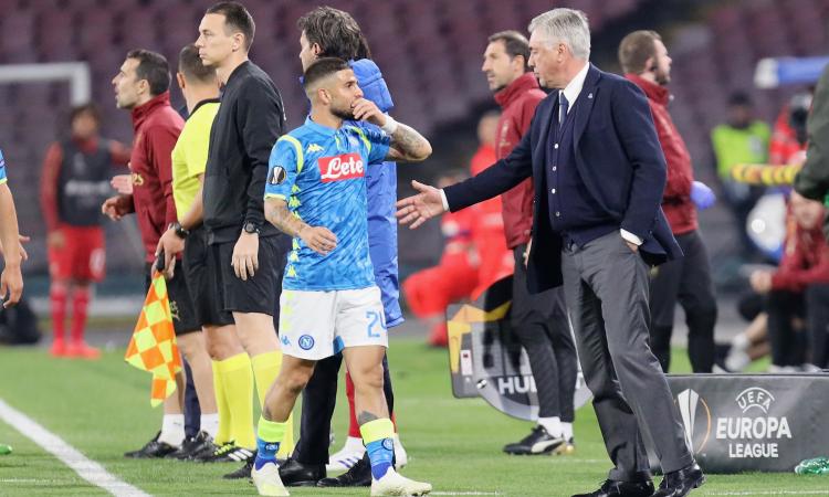 Napoli, il pugno duro di Ancelotti: Insigne in tribuna a Genk