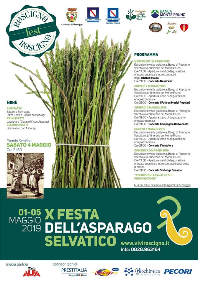 Roscigno, Festa dell’asparago selvatico dal 1 al 5 maggio