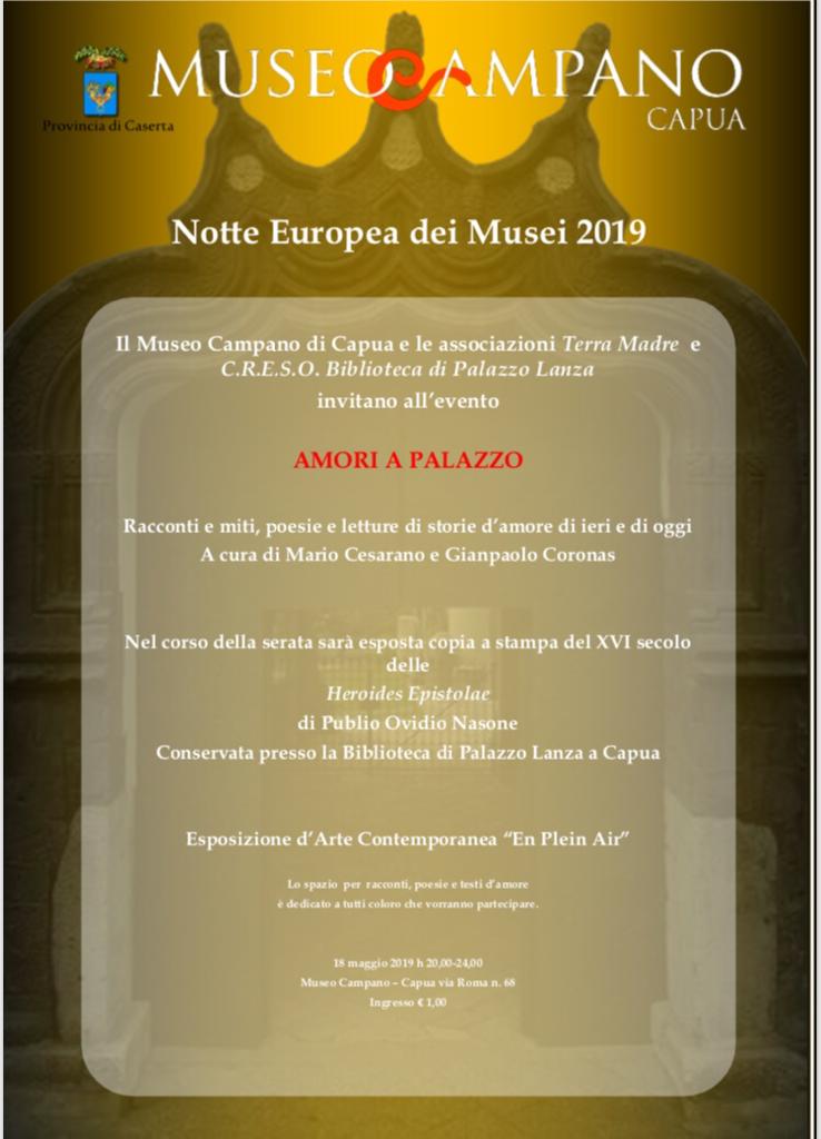 Festa dei Musei 2019 con gli “Amori a Palazzo” il 18 maggio al Museo Campano di Capua
