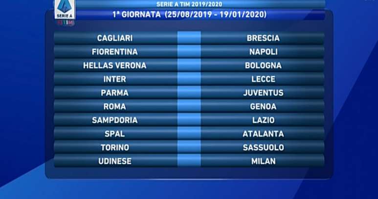 Serie A, prima giornata con Fiorentina-Napoli, seconda con Juve-Napoli