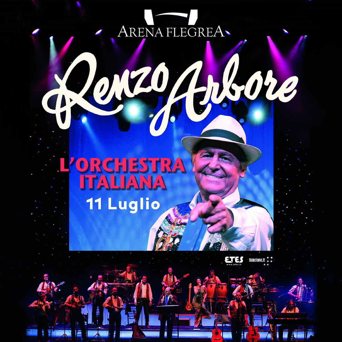 Dopo 15 anni, torna Renzo Arbore e l’Occhestra italiana all’Arena Flegrea. Giovedì 11 luglio ore 21