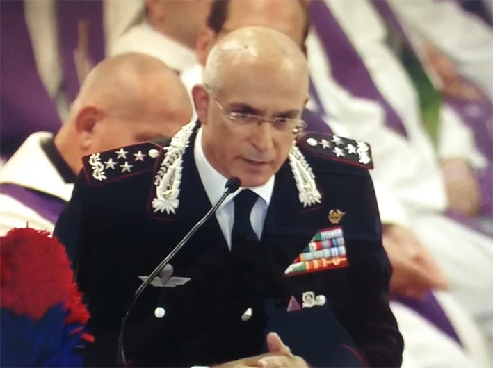 Il generale Nistri ai funerali: ‘Le polemiche non siano una ultima coltellata a Mario’