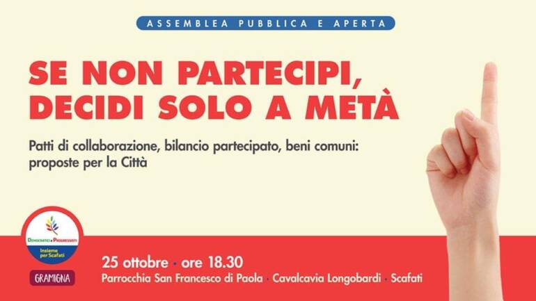 ‘Se non partecipi decidi solo a metà’, assemblea pubblica a Scafati dei Democratici e Progressisti