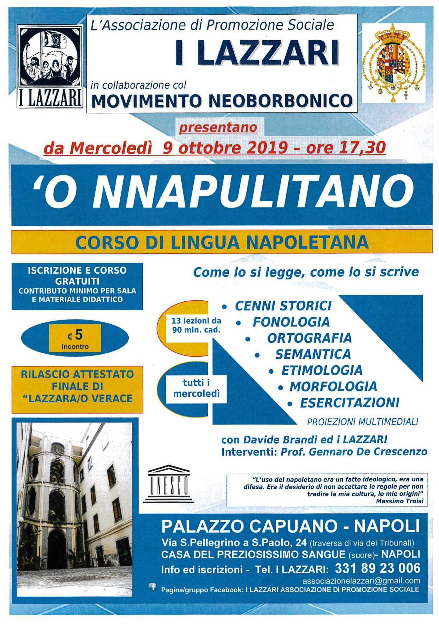 Napoli, a Palazzo Capuano riprendono i corsi di lingua napoletana