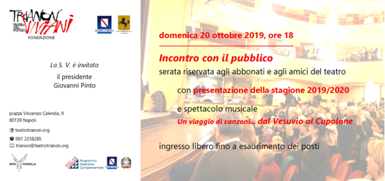 Trianon Viviani, un incontro pubblico per presentare la stagione teatrale 2019/2020