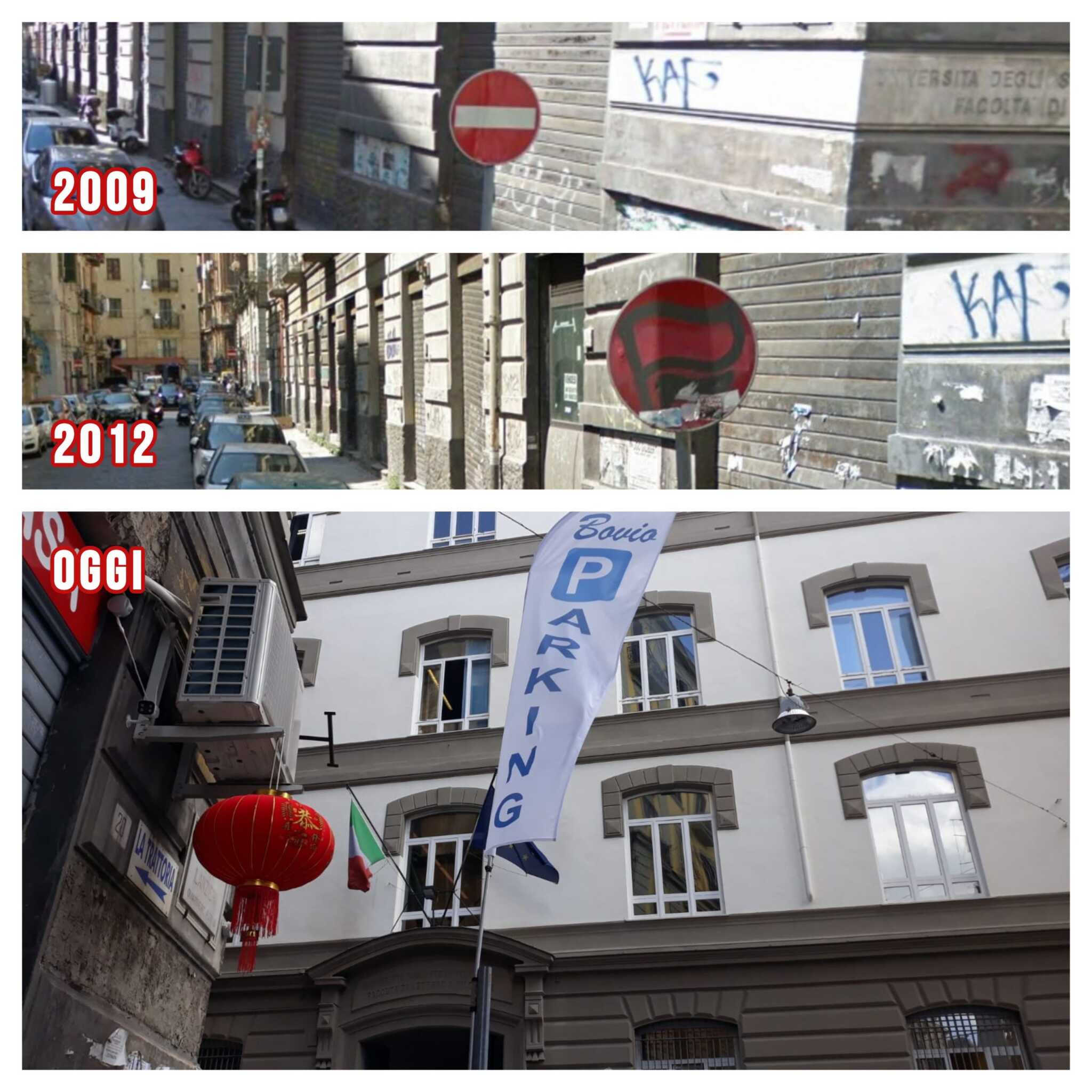 Vergogna in via Lanzieri: l’assurda vicenda di un divieto di accesso, prima vandalizzato, poi trasformato in un sostegno per la vela pubblicitaria di un parcheggio