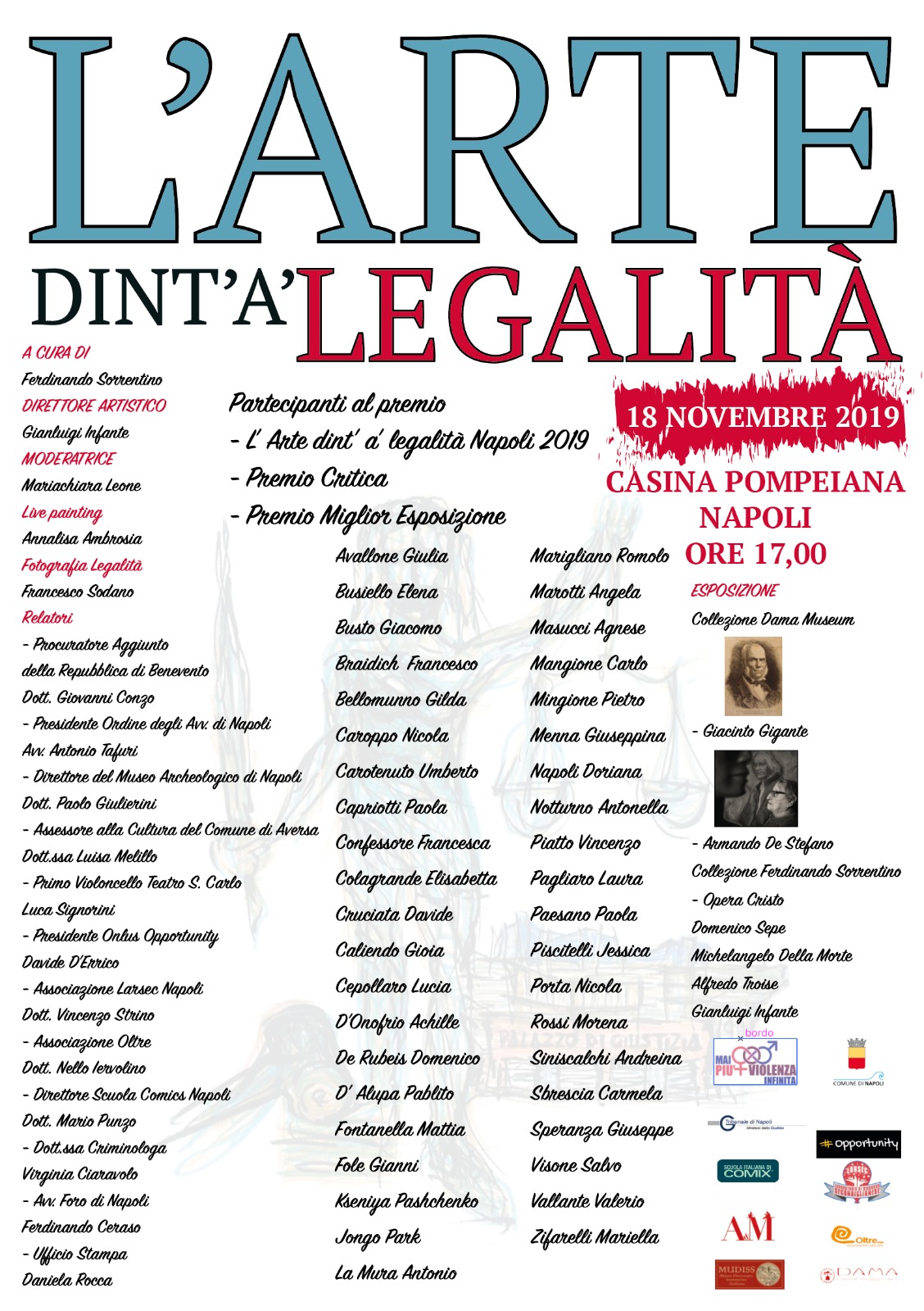 ‘L’Arte dint’à legalità’, collettiva d’arte alla Casina Pompeiana di Napoli
