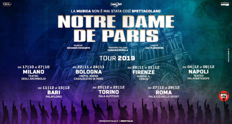 ‘Notre dame de Paris’ ritorna a Napoli. Il musical di Riccardo Cocciante al Palapartenope dal 3 dicembre