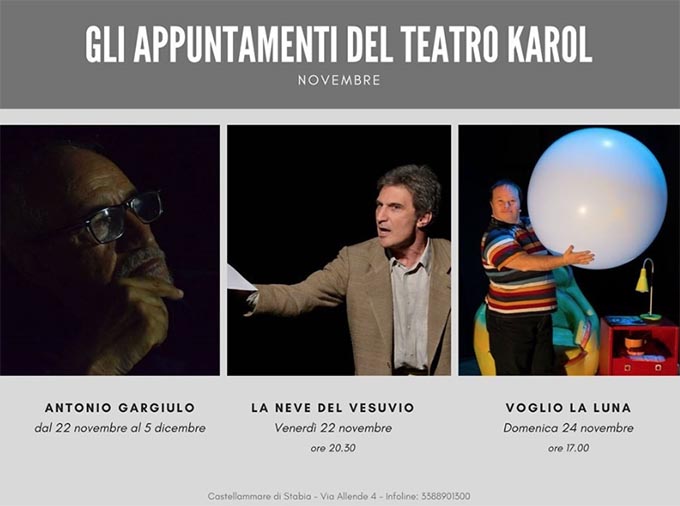 Tre spettacoli in programma al Teatro Karol di Castellammare