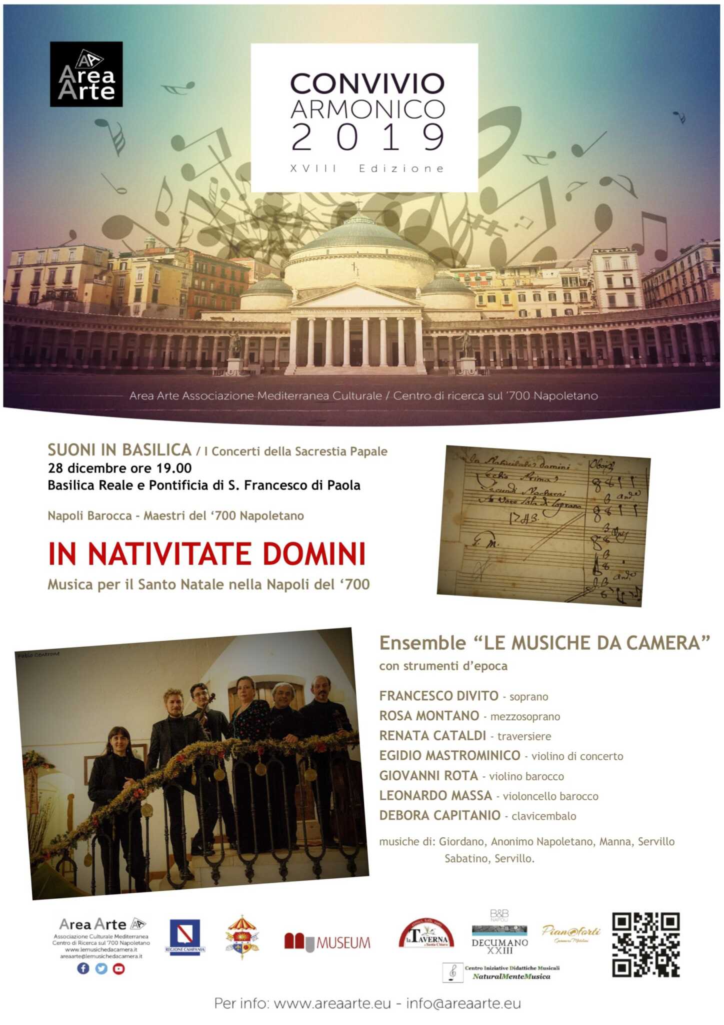 28 e 30 dicembre con le musiche di Natale del ‘700 alla Basilica di San Francesco di Paola