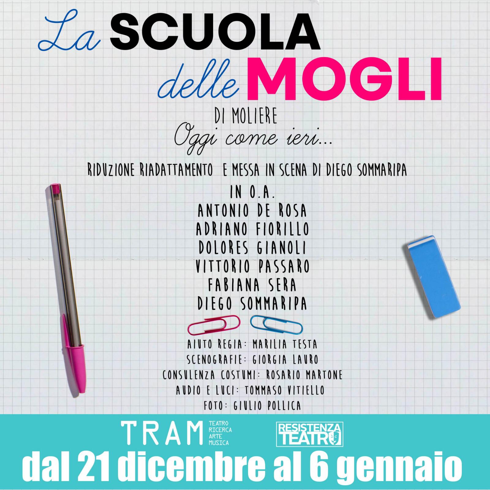 Al Teatro Tram lo spettacolo di Natale: ‘La scuola delle mogli’ di Molière ambientata nella Napoli di oggi