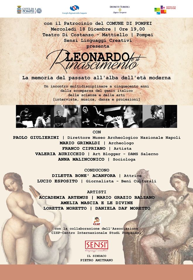 Leonardo e il Rinascimento: a Pompei si celebrano i cinquecento anni della scomparsa del genio italico