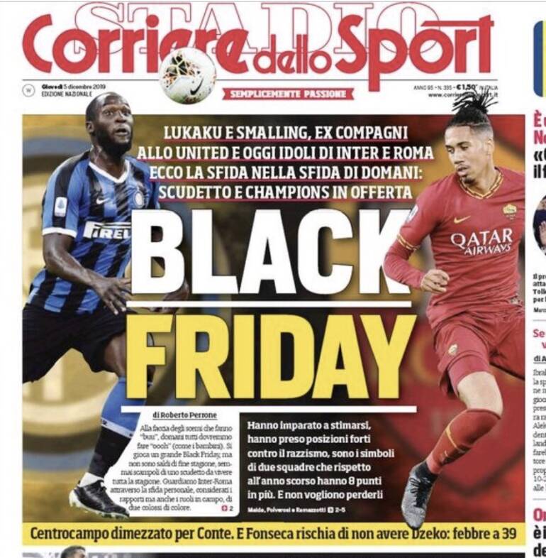 Il Corriere dello Sport titola ‘Black Friday’ e Roma e Milan vietano l’ingresso ai giornalisti fino a gennaio