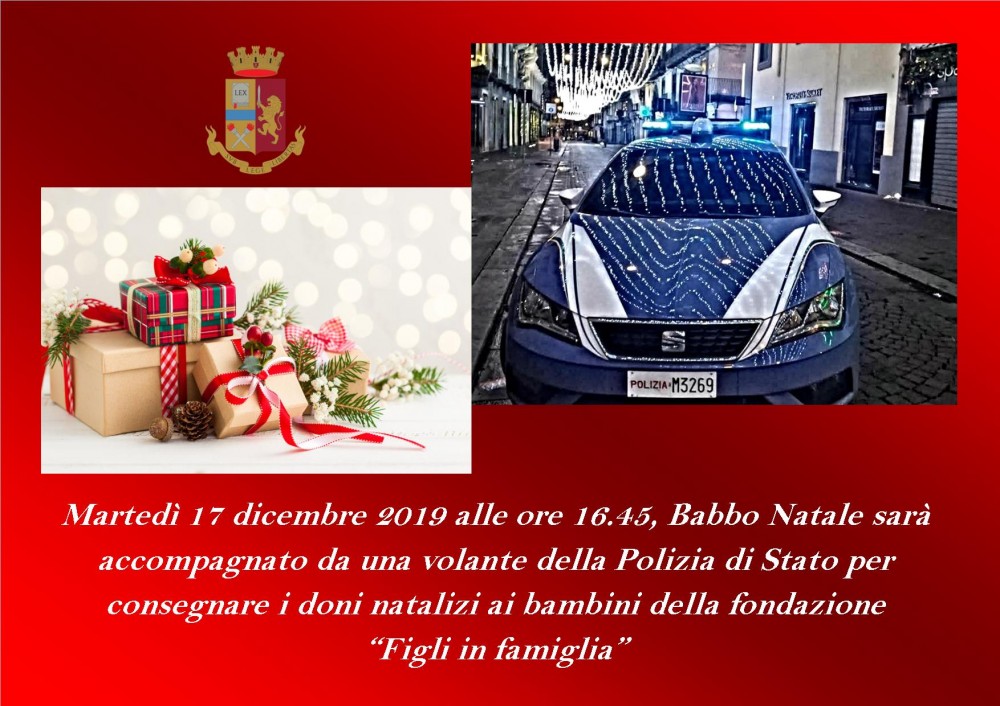 Napoli, le volanti della polizia accompagnano Babbo Natale alla ‘Fondazione figli in Famiglia’