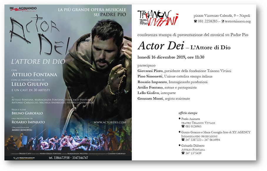 Trianon Viviani: conferenza stampa del musical ‘Actor dei – L’attore di Dio’