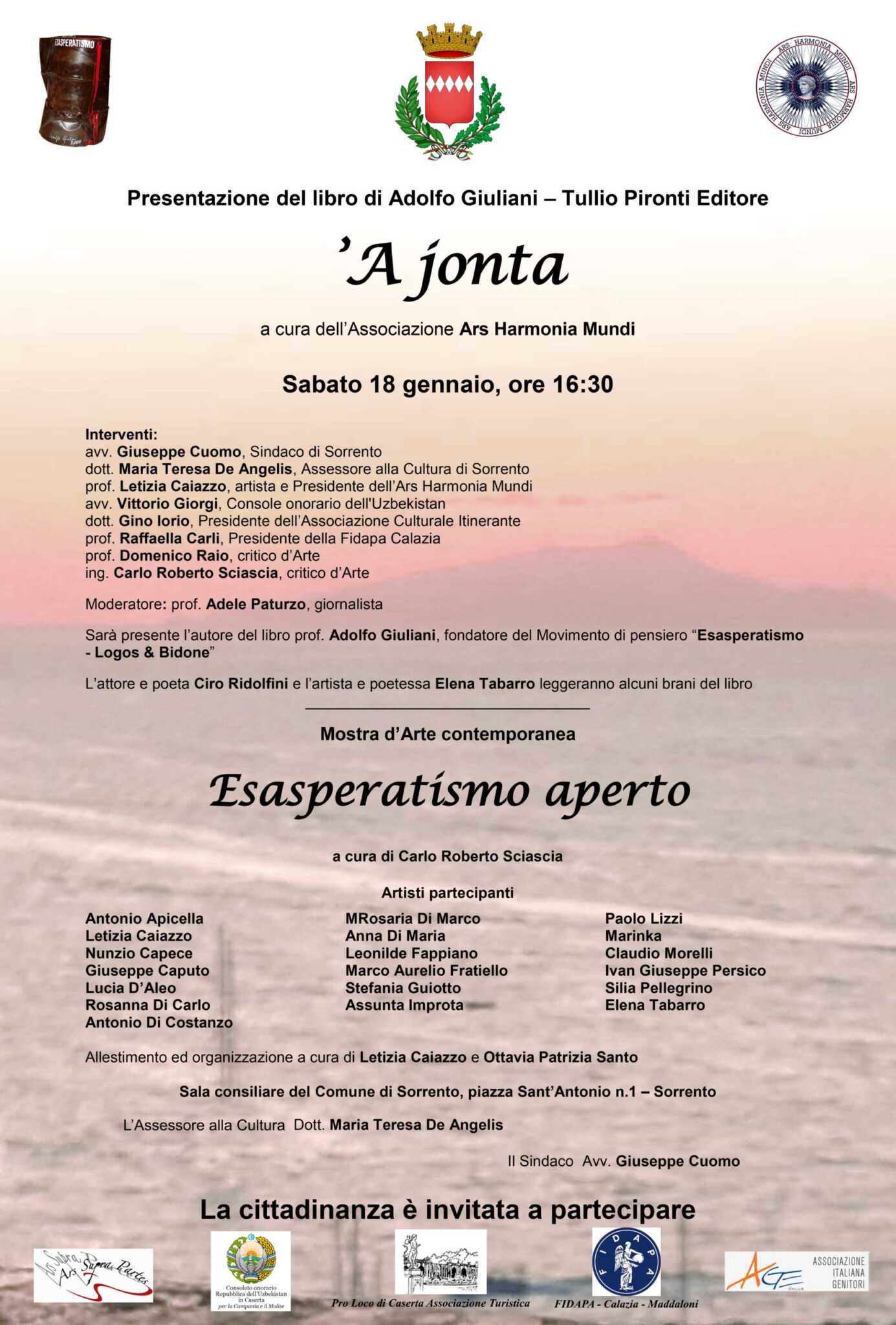 Sorrento: presentazione del libro ‘ ‘A Jonta’ di Adolfo Giuliano