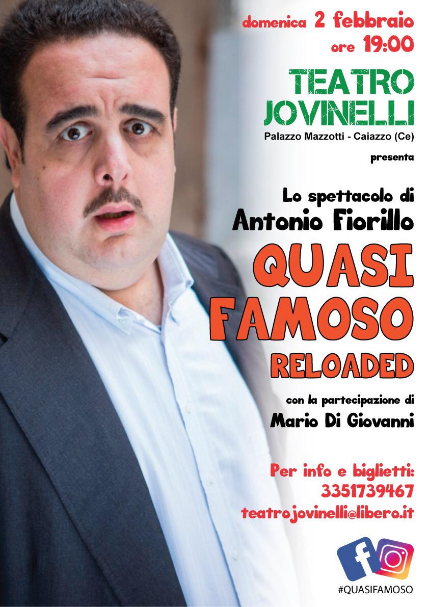 Antonio Fiorillo in ‘QUasi famoso’ al Teatro Jovinelli di Caiazzo